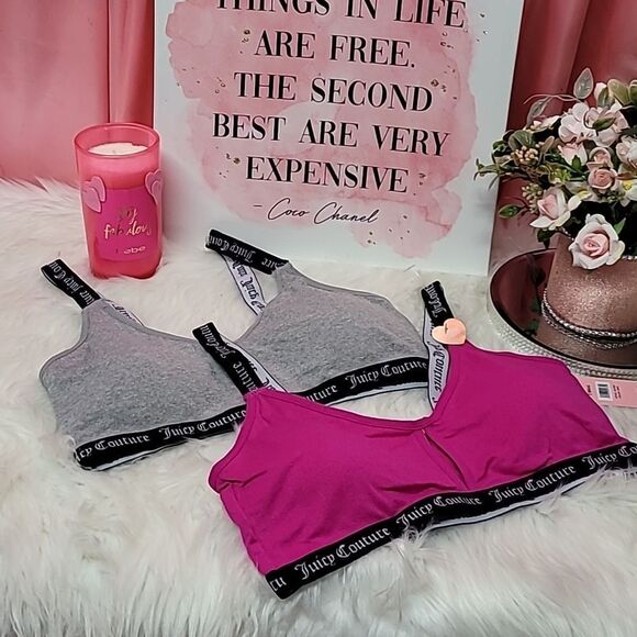 1599  JUICY COUTURE J KEYHOLE SPORT BRA SET 2 NWT - Picture 1 of 9